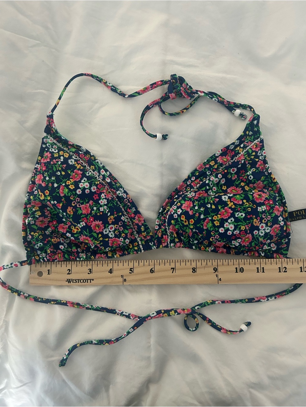 Polo Ralph Lauren Bikini Top Navy Blue Floral Small